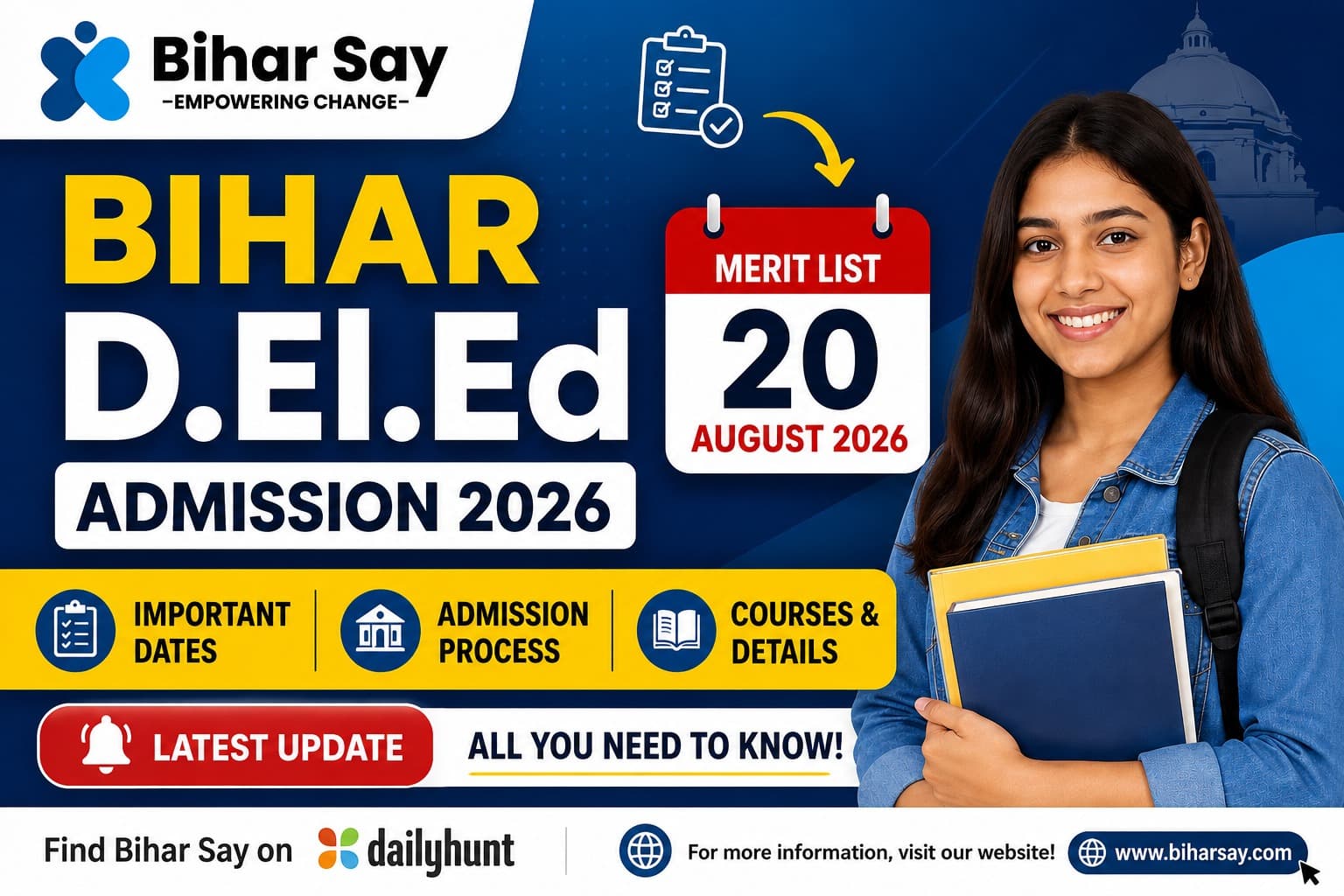 Bihar DElEd Admission 2026: 20 Aug Merit List, Dates & Admission Details